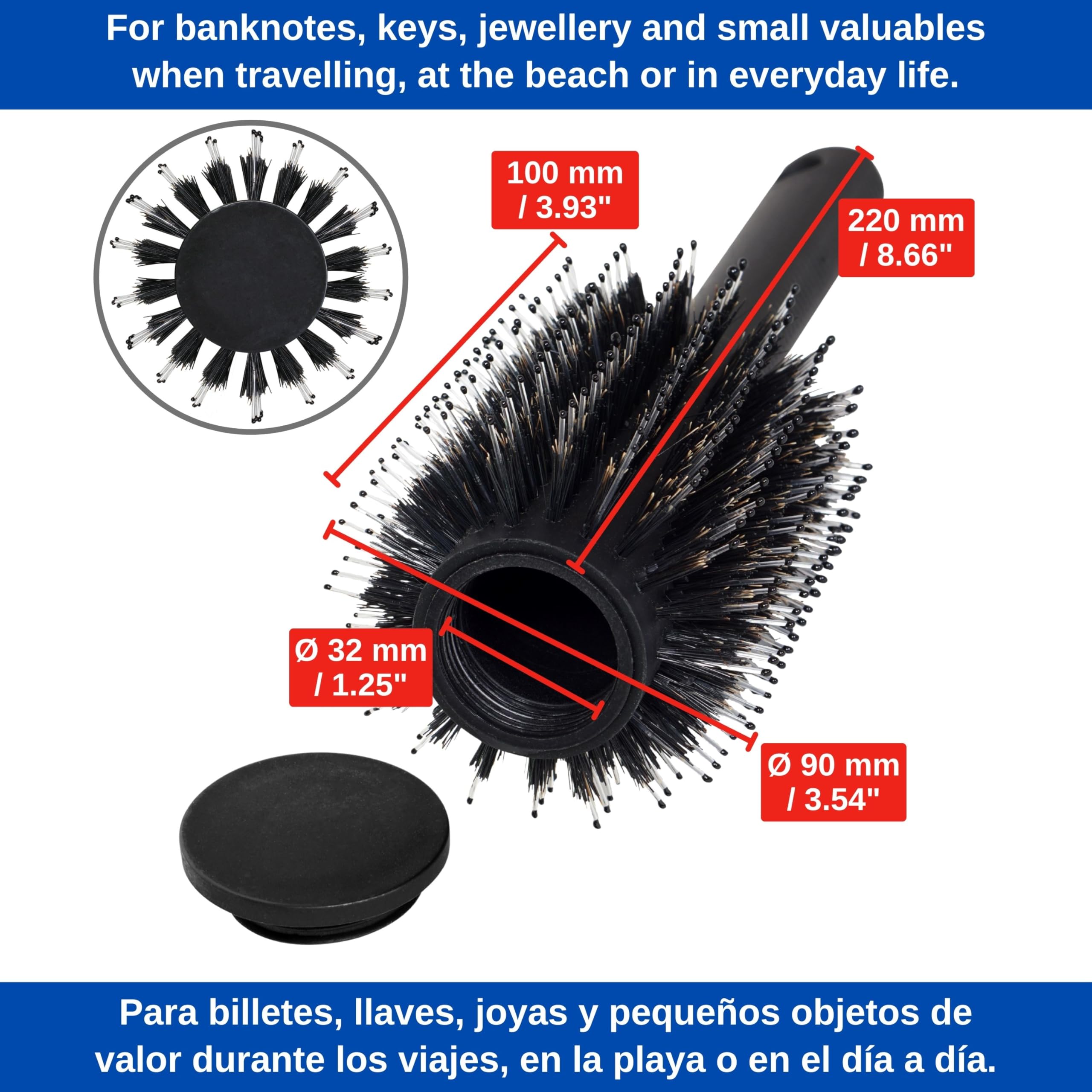 Secret Stash Brosse à Cheveux – Peigne De Rangement Caché, Voyage Sûr Pour L'argent Et Les Bijoux | Support Sécurisé Dissimulé, Brosse à Cheveux De Sécurité, Cache Argent Portable, Outil De Massage