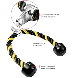 AWEFRANK Deluxe Tricep Rope Gym Rope Pull Down Cable Attachment, 27 & 36 Inch Rope Length, Easy to Grip & Non-Slip LAT Pulldown Attachments Workout Exercise Rope (Yellow)