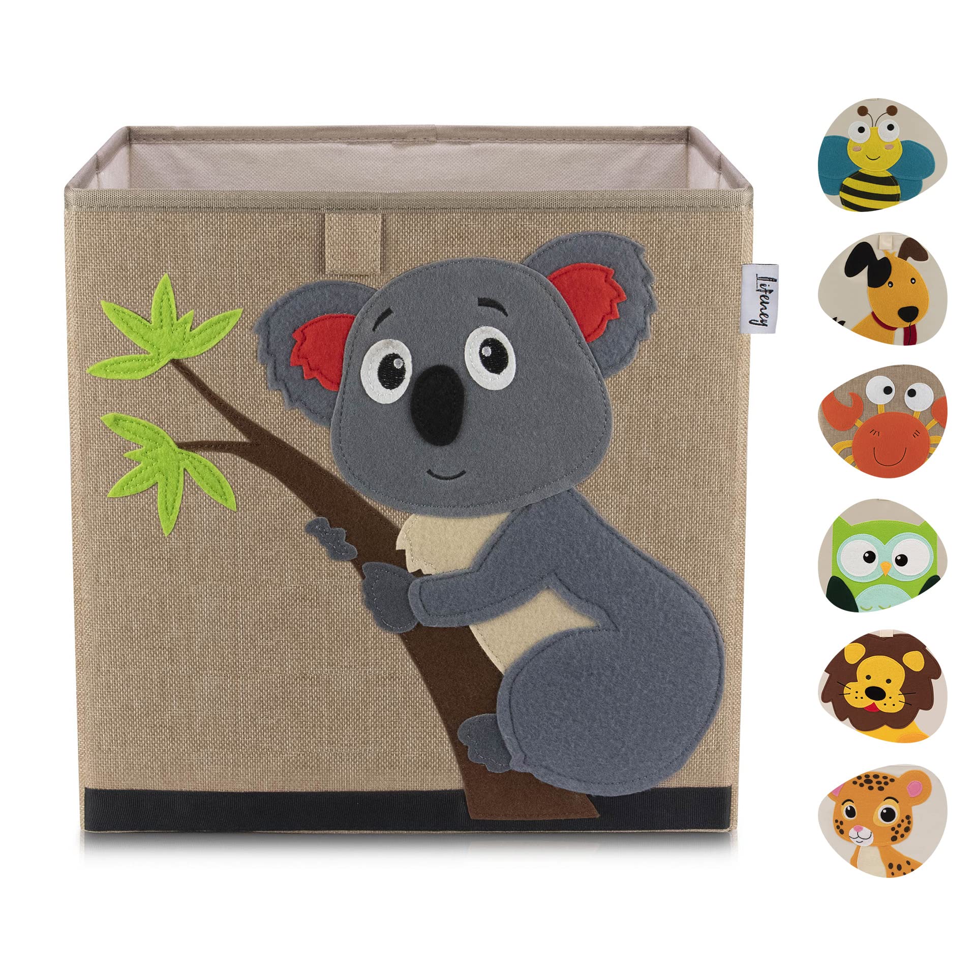 LIFENEY Children's Storage Box with Koala Motif, Toy Box with Animal Motif, Suitable for Cube Shelves, Organiser Box for the Children's Room, Storage Basket Children