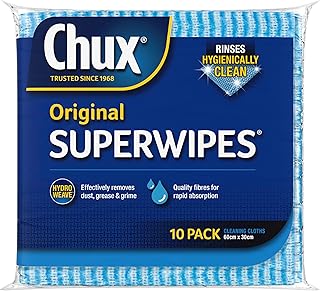 Chux Original Superwipes Cleaning Cloths, Absorbent, Reusable and Washable Wipes, 10 Count