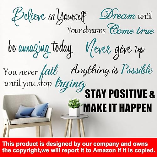 Miniatura 4 de Calcomanías de vinilo para pared, con frases motivacionales, para mujeres, adultos, dormitorio, sala de estar, oficina, baño