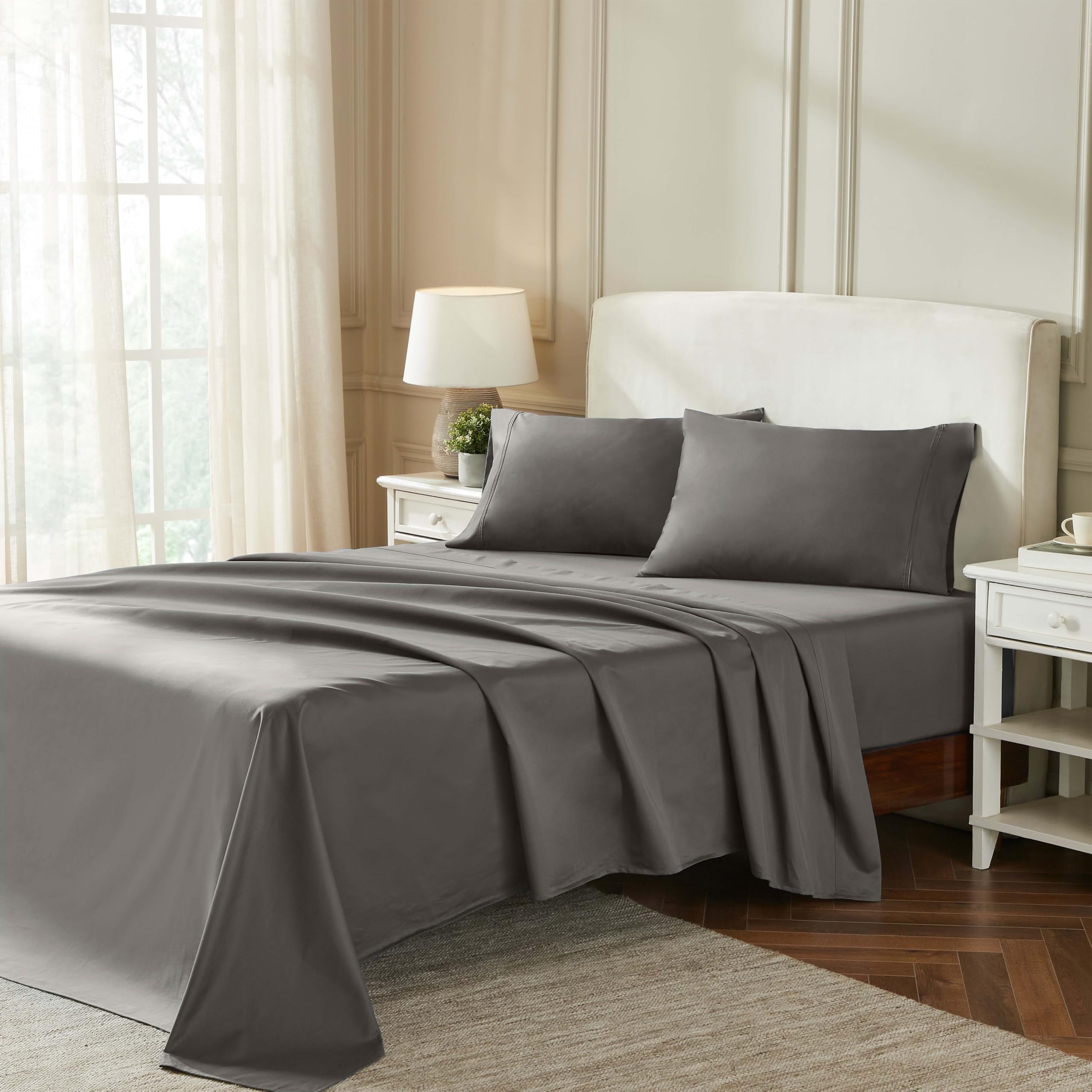 BLUENILEMILLS Cotton 850 Thread Count Bed Sheet Set 1 Elastic Deep Pocket Fitted Sheet 1 Flat Sheet 2
