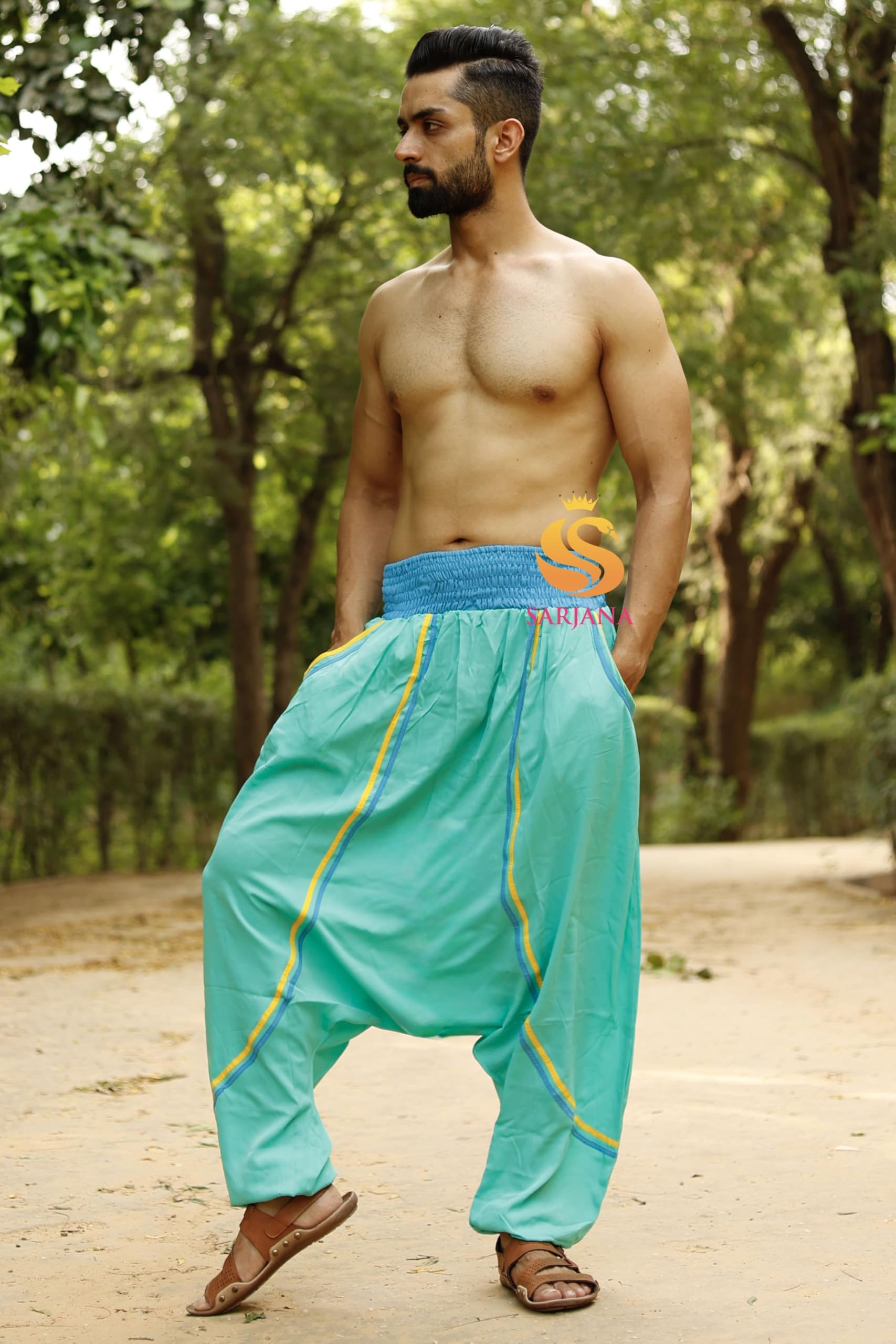 Sarjana Handicrafts Sarjana Pantalones Harem Yoga para Hombre