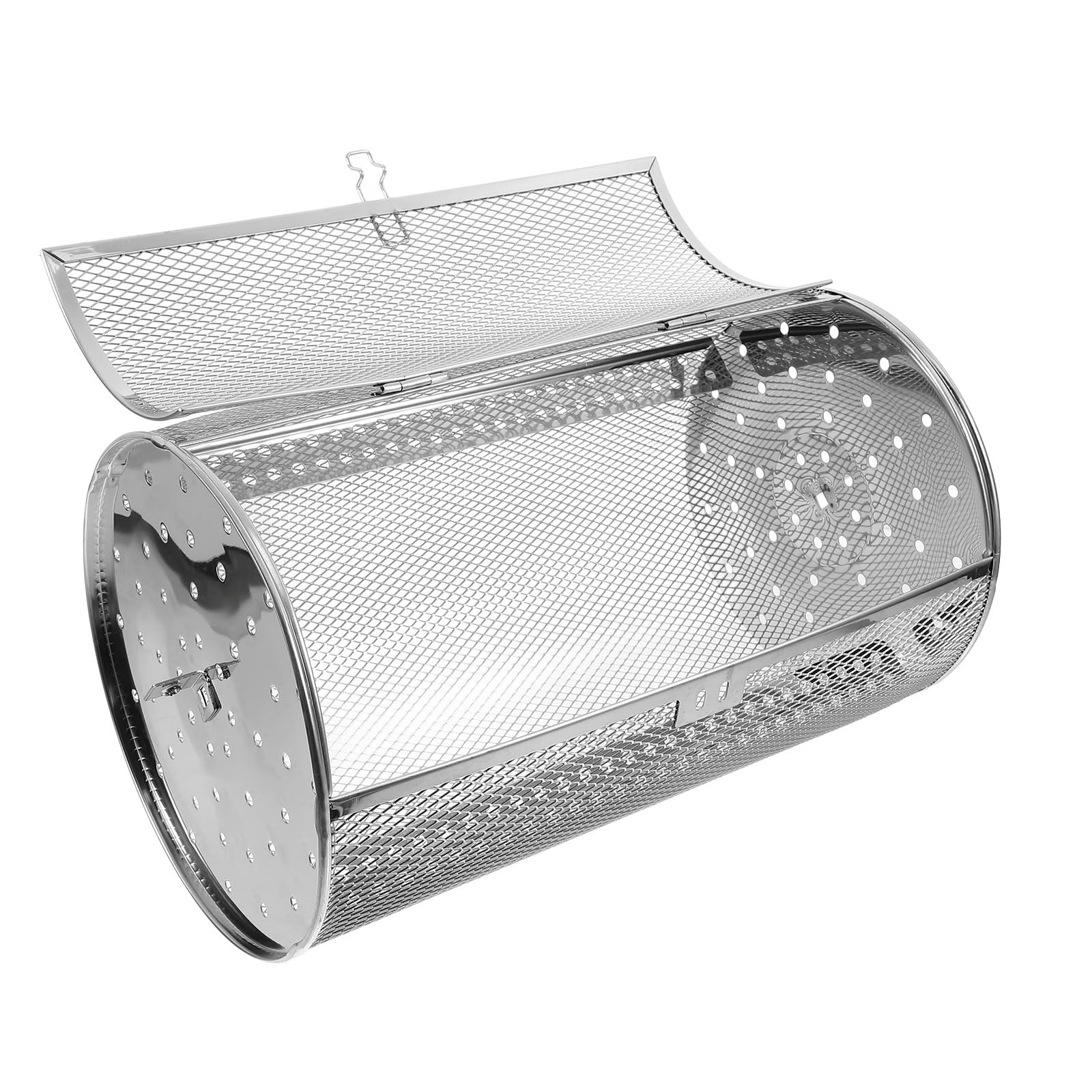 ifundom Cestello Girarrosto Rotante in Acciaio Inox 180X300 MM per Forno e Friggitrice ad Aria Cestello per Grigliare Verdure Arachidi e Castagne Accessorio Cucina Porta Apribile per