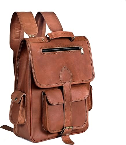 Miniatura 1 de cuero Mochila vintage de cuero de grano completo para laptop, mochila hecha a mano, calidad premium y encanto clásico, mochila de cuero para hombres