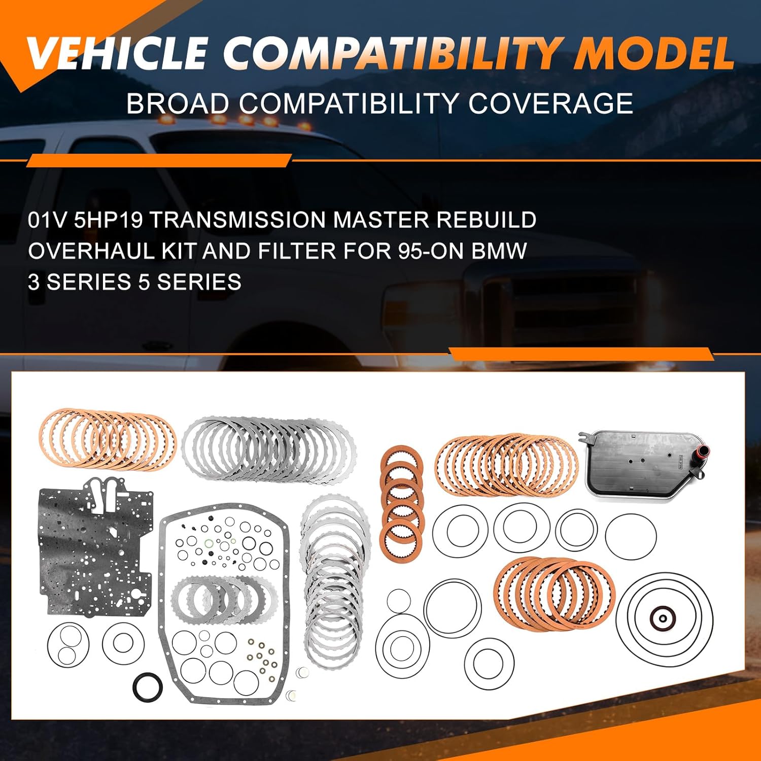 1set 5HP19 5-Speed Transmission Master Overhaul Kit with Filter OE 01V 5HP19 for BMW 323i 323Ci 325i 325Ci 330i 330Ci 525i 1995-ON 3 Series/5 Series Engine Aftermarket Parts