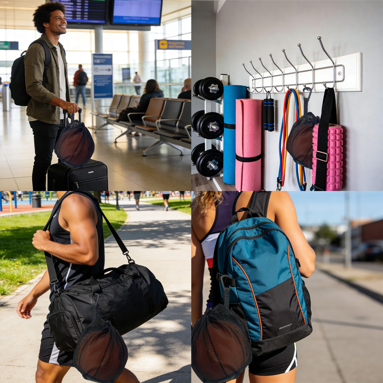 Bolsa de Malla Transpirable para Balones, 1 Balón con Cremallera, Negra