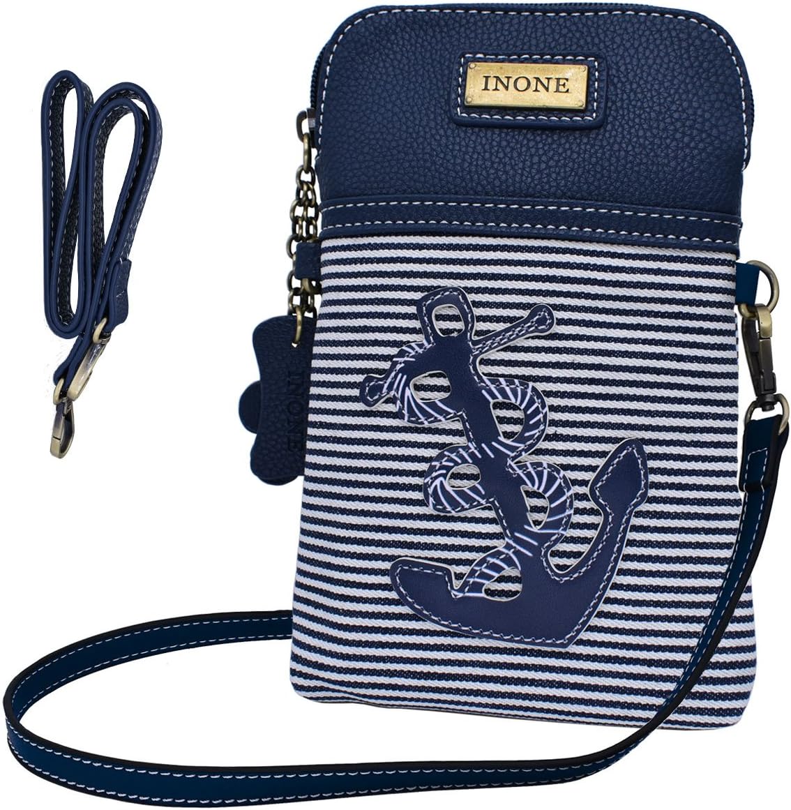 Anchor Crossbody Bag Nautical iPhone Cell Phone Purse Bag PU Leather Canvas Handbag for Smartphone Credit Card Passport Keys - Image 8