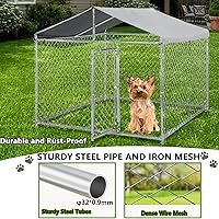 Vista 2 de Perrera para perros grandes de 79 pulgadas, de acero galvanizado resistente, con cubierta impermeable resistente a los rayos UV, corralito de cadena