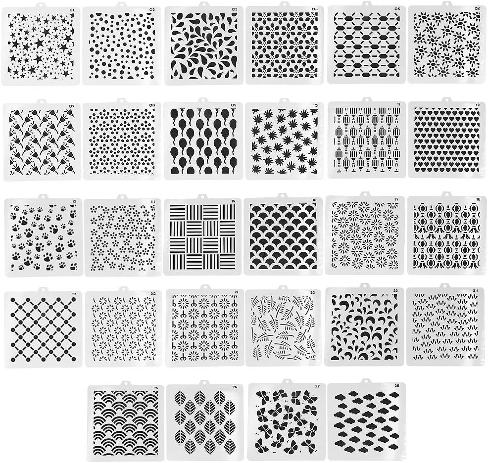 28 PCS Cookie Stencil Set, Food Safe Templates for Cupcake Fondant Cookies Cakes Scrapbooking Decor Template Mold