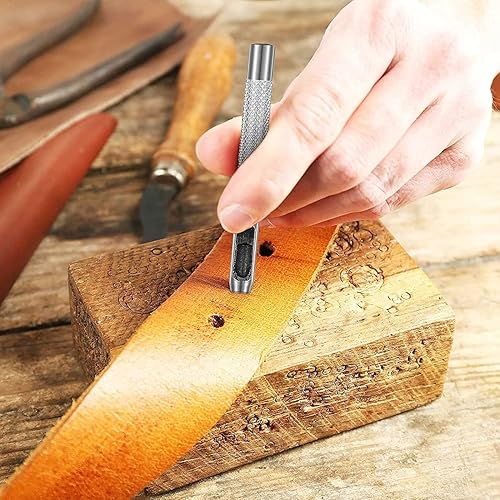 Miniatura 3 de Heyiarbeit 1 perforadora de cuero para manualidades, perforadora hueca redonda, herramienta de perforación para manualidades, herramienta de corte