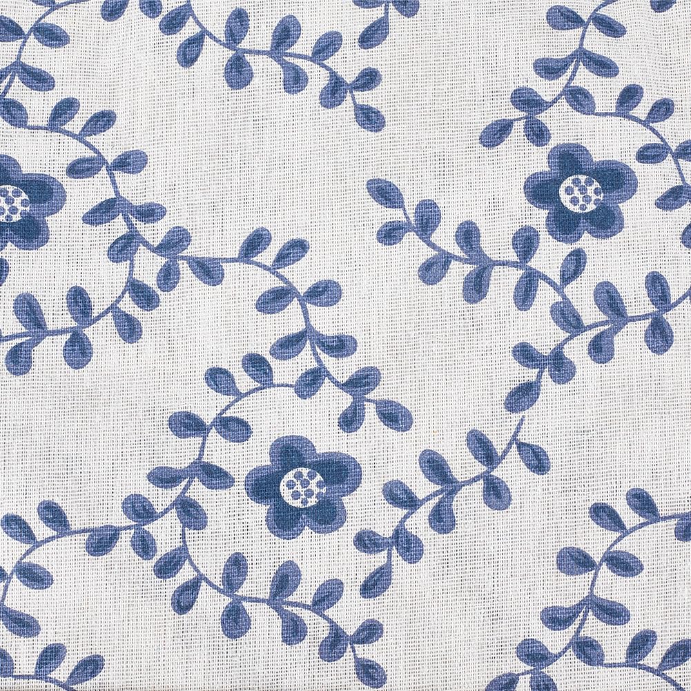 BENECREAT 3 m Leinenstoff Mit Blumenmuster 1.54m Breiter Dekostoff Für Polster Näh Und Quiltstoff Zum Nähen von Kleidung Und Basteln Blue & White