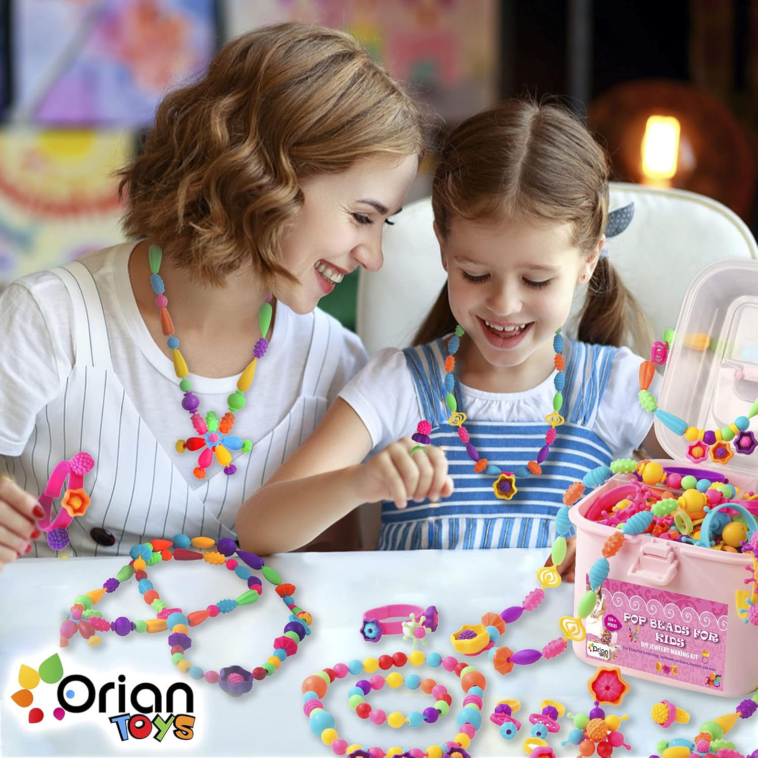 ORIAN Pop Beads Jewelry Making Kit for Girls, 550+ Piece Set, Pop Beads for Girls Ages 3 and Up, Fun and Colorful Snap Beads, Bracelet Making Kit, Necklaces and Rings. Great Colorful Unicorn Gift Bag : Toys & Games