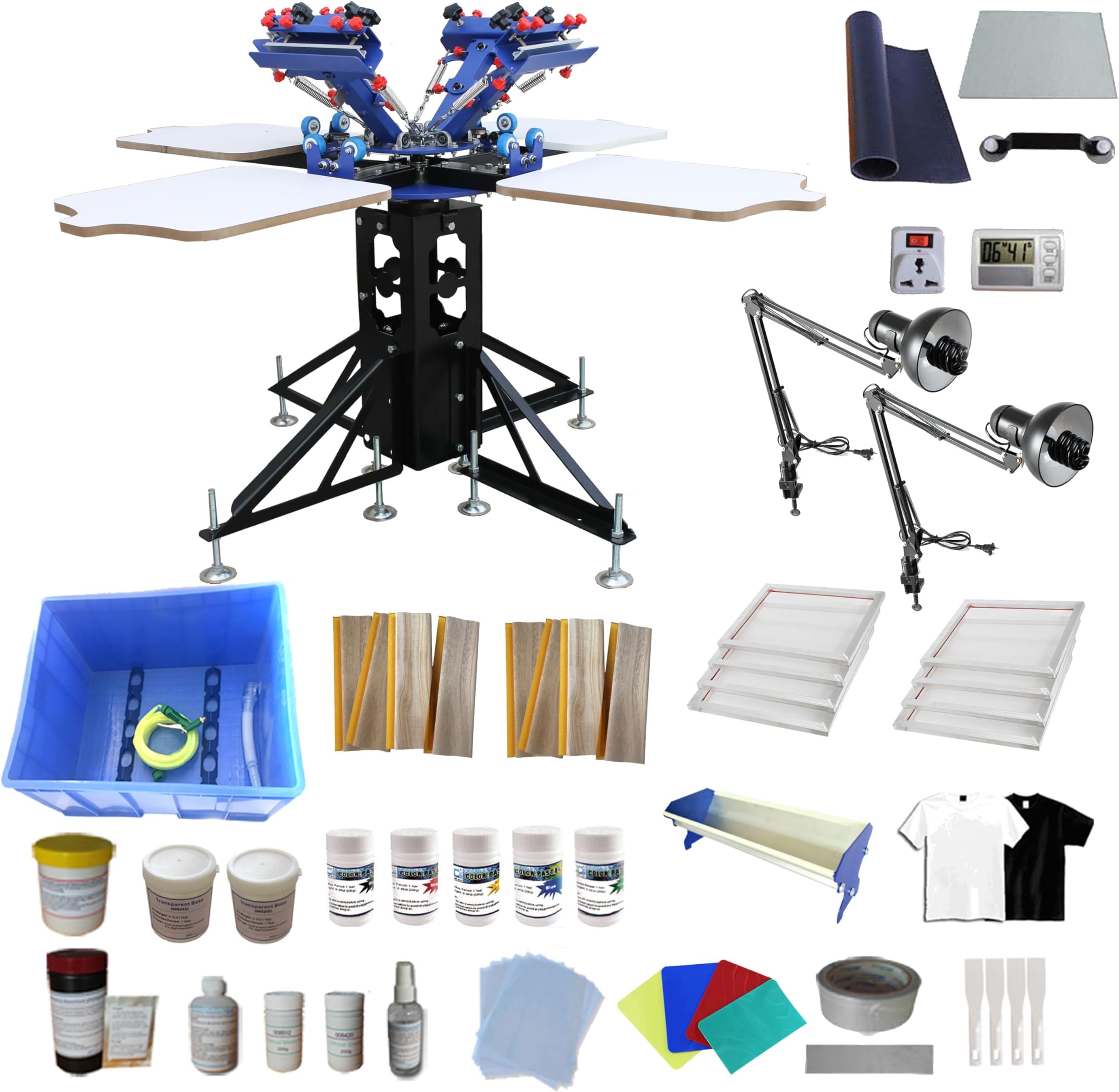 4 Color 4 Station Screen Printing Kit Screen Printing Assembly Screen Drying Cabinet