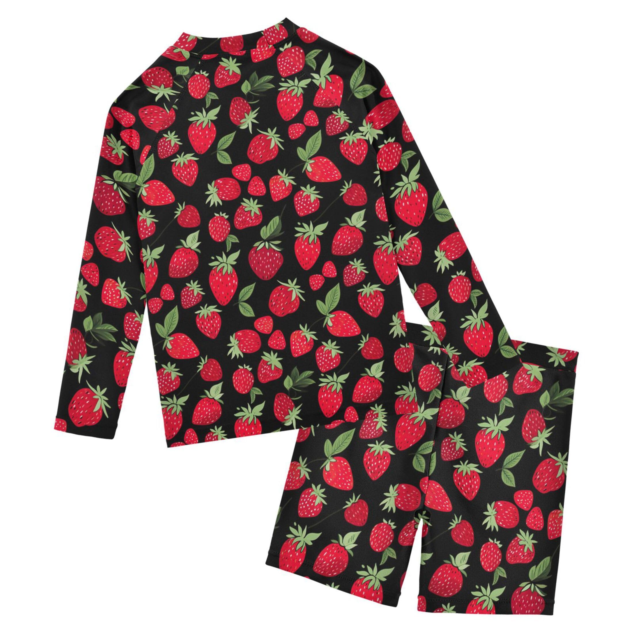 Strawberry Fruit Baby Boys' Toddler Long Sleeved Rashguard Swim Bathing Suit Set B0403251