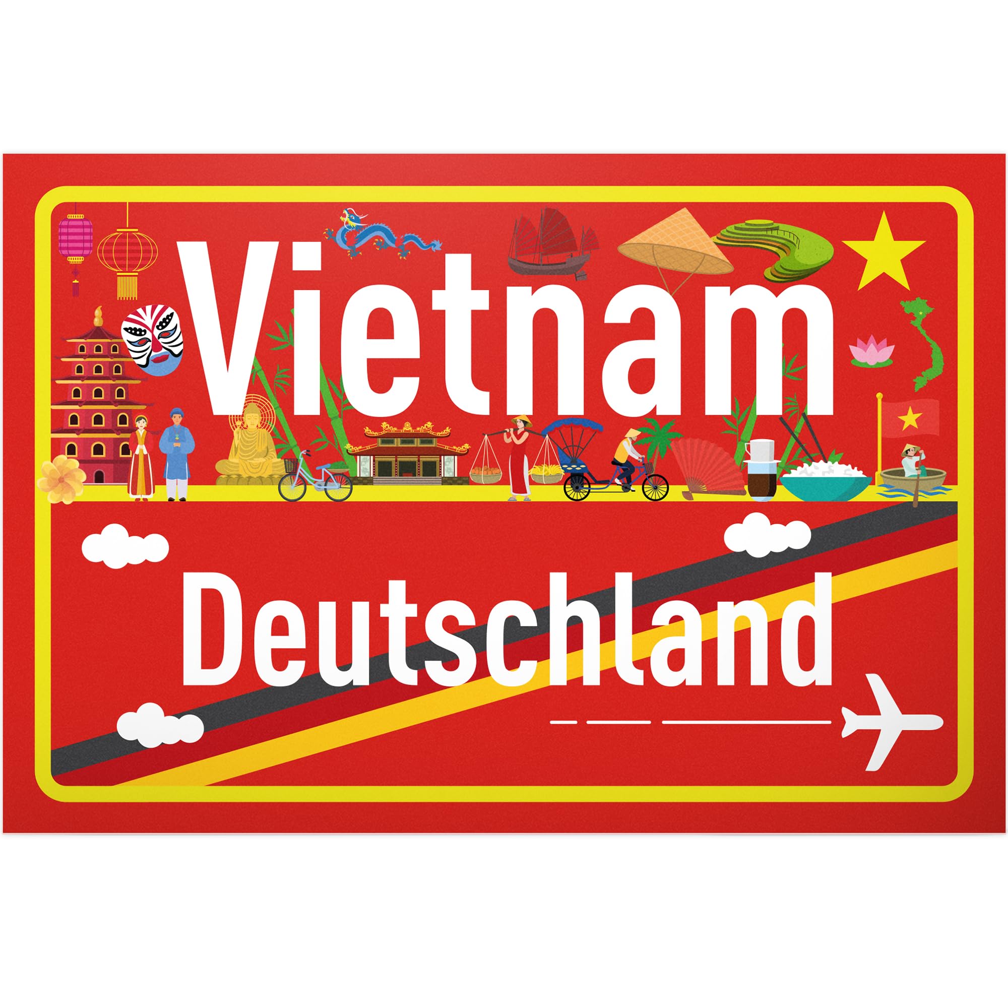 DankeDir! Vietnam Germany Place Sign, Plastic Sign 30 x 20 cm