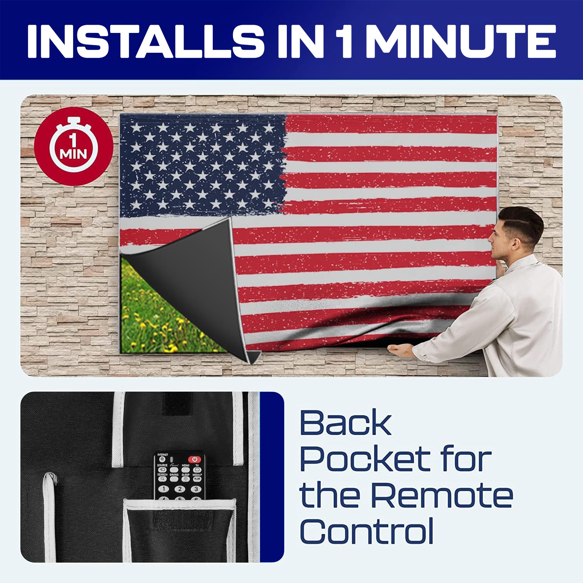 Funda de TV para exteriores de 75 pulgadas, resistente a la intemperie e impermeable, carcasa de TV para exteriores, protector de pantalla inteligente para TV exterior, cubierta para mudanza