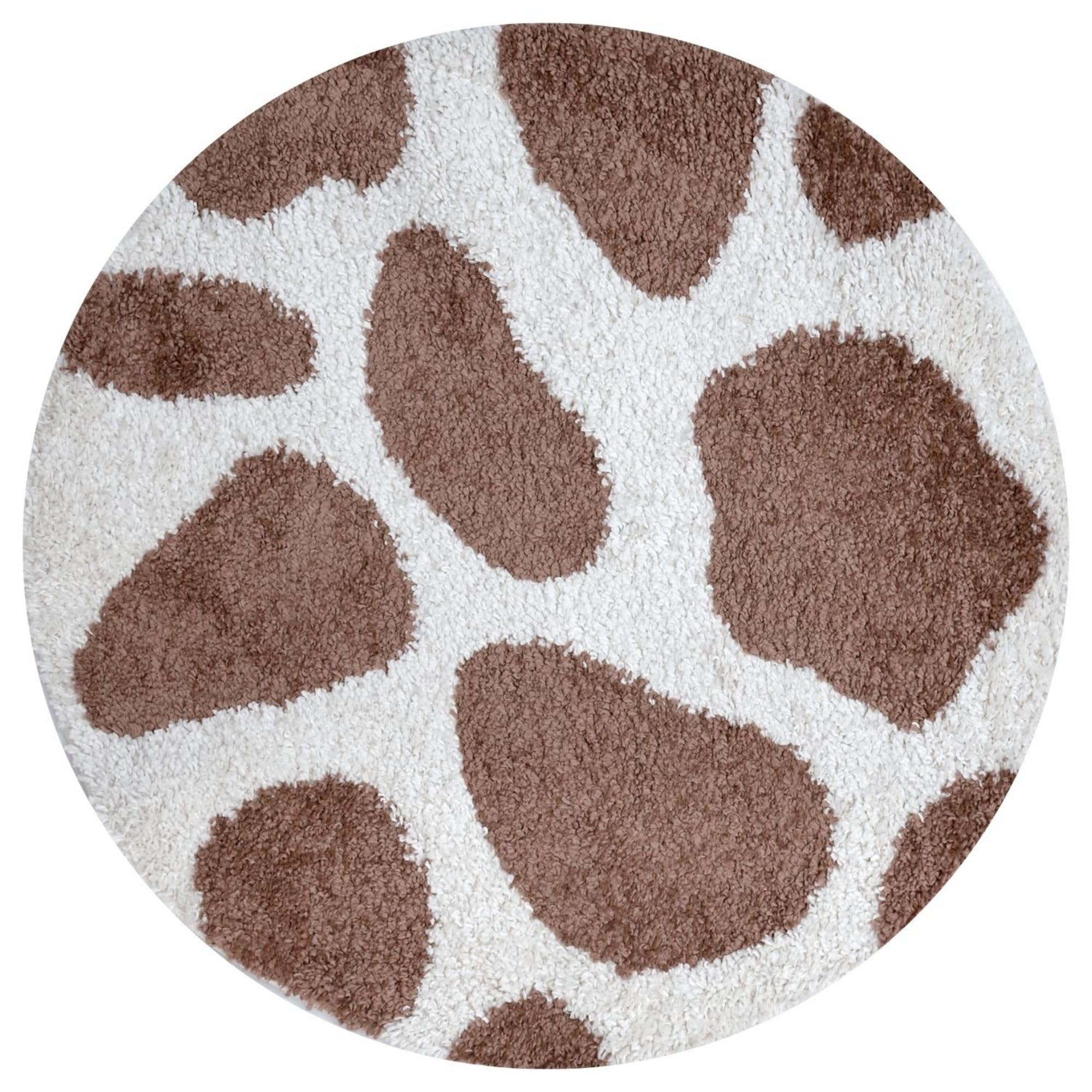 The Rugs Unisex Terracotta Moodi Pebble Design Shaggy Soft High Pile Living Room Rug & Runner In | Size: 120Cm Diameter