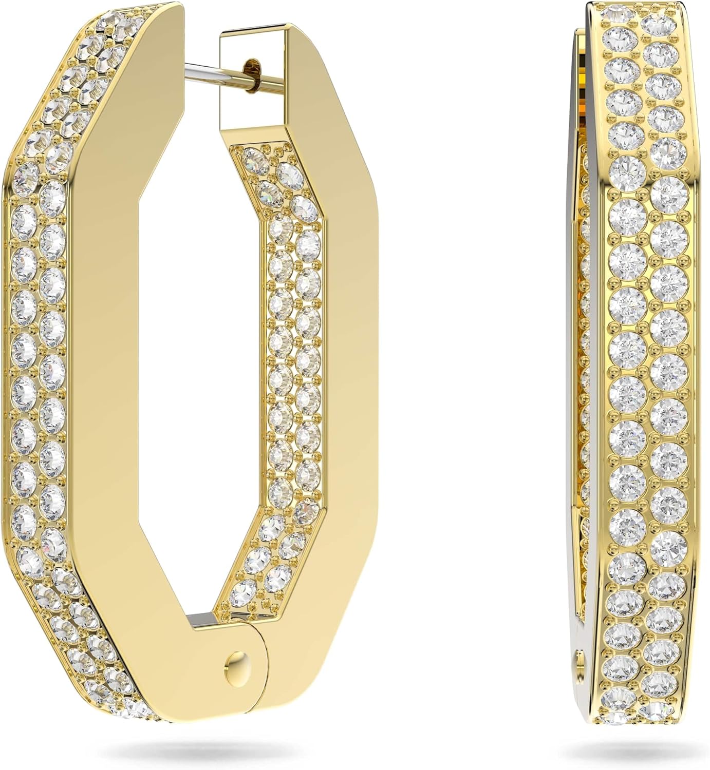 Swarovski Dextera Hoop Earrings with White Swarovski Crystals in Pavé on Rose Gold-Tone Plated Setting, Part of the Swarovski Dextera Collection