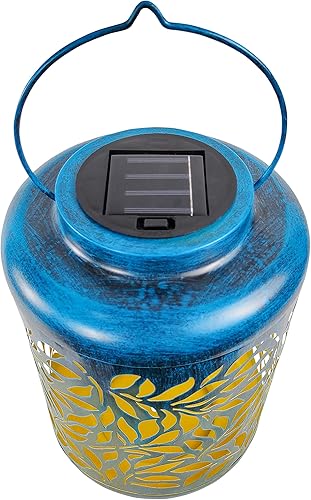 Miniatura 2 de Bliss Hammocks Outdoors BSL-307-BL - Linterna LED solar decorativa de 12 pulgadas de alto para colgar y mesa, con oliva único, para exteriores,