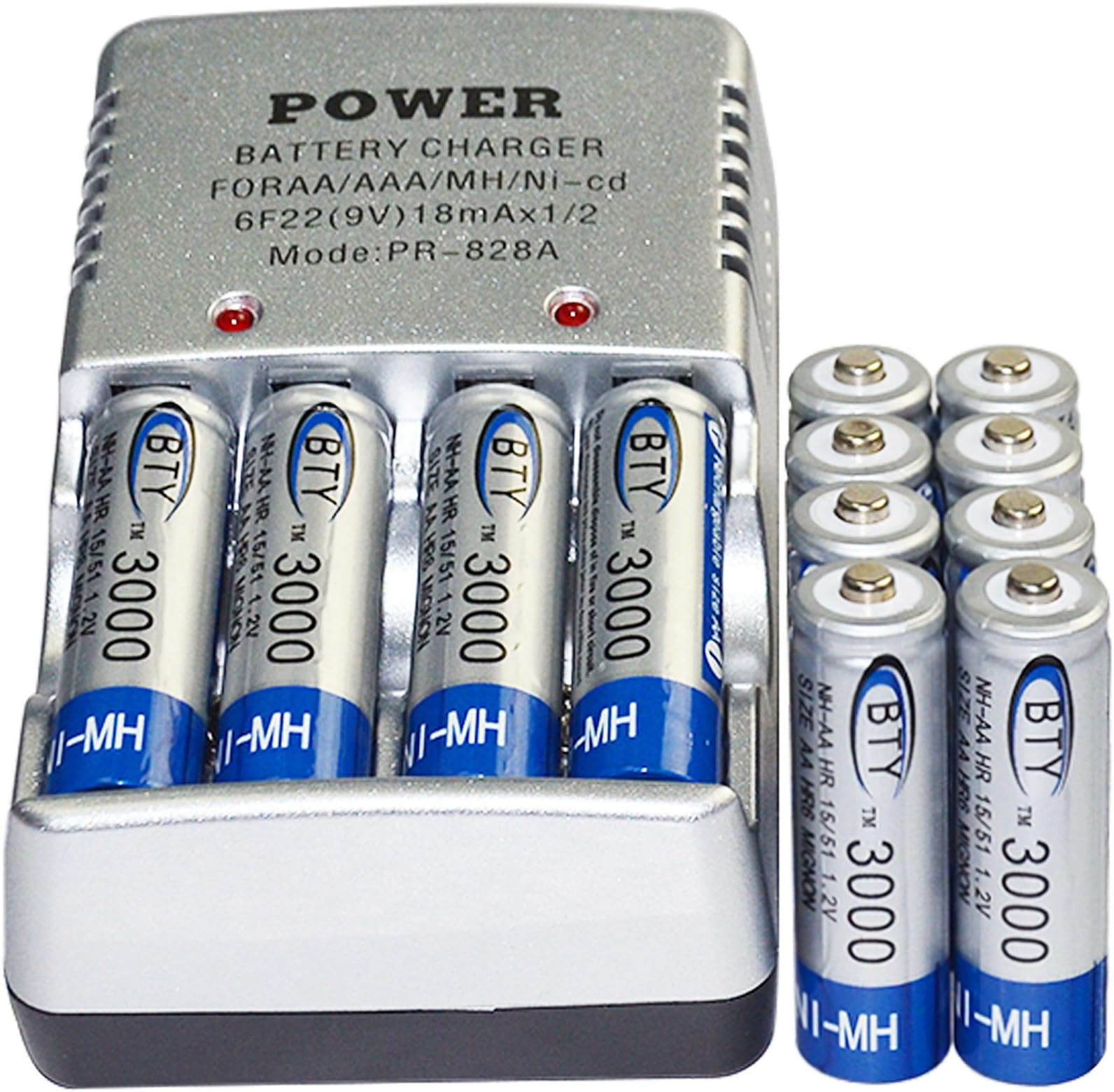 12x AA 2A 3000mah 1.2 V Ni-mh BTY Rechargeable Battery Cell+ AA Battery Charger
