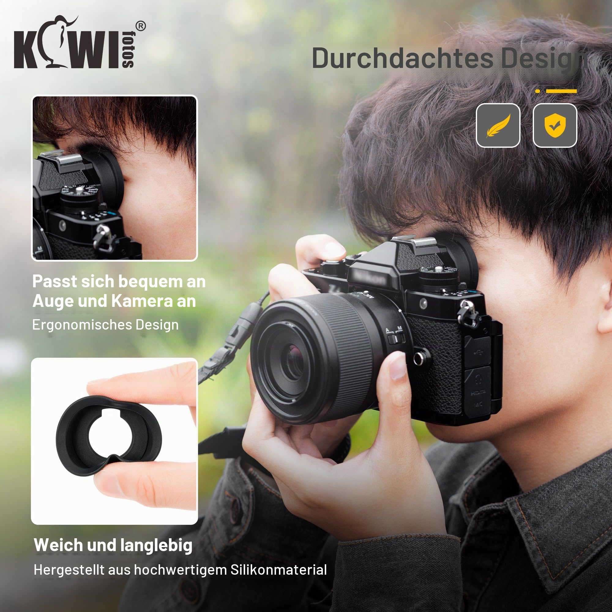 KIWIFOTOS Kamera Augenmuschel Okular für Nikon Z9 Z8 Sucher, Z 9 Z 8 Weiches Silikon Erweiterte Sucher Schutz Gummi Augenmuschel