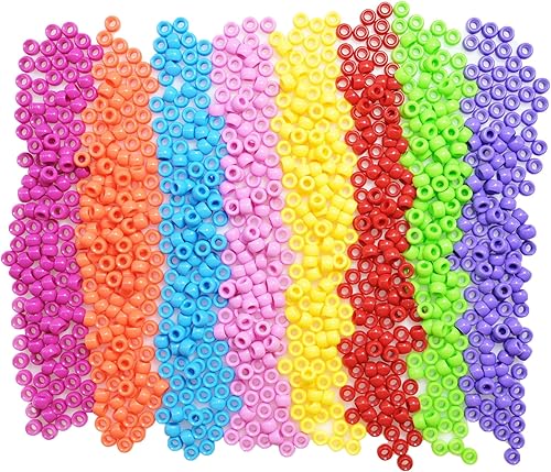 1000 cuentas lisas de poni de 0.236 x 0.394 pulgadas, cuentas de poni acrílicas multicolor pulidas para hacer pulseras y joyas, cuentas sueltas para disponible en Yaxa Colombia