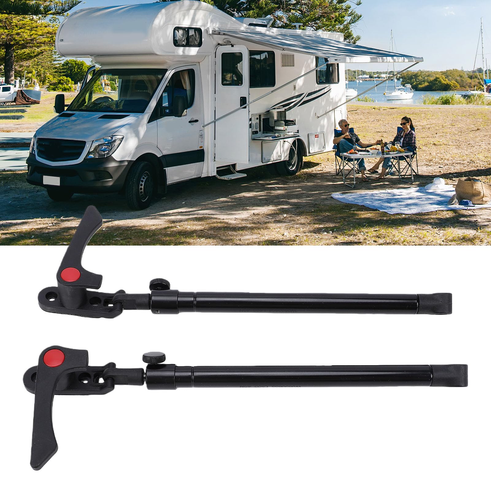 Aramox Tige de Support de Fenêtre pour Camping-Car, Lot de 2, Vérin Télescopique, 300 Mm à 440 Mm, pour Camping-Car, Caravane, Remorque, Yacht
