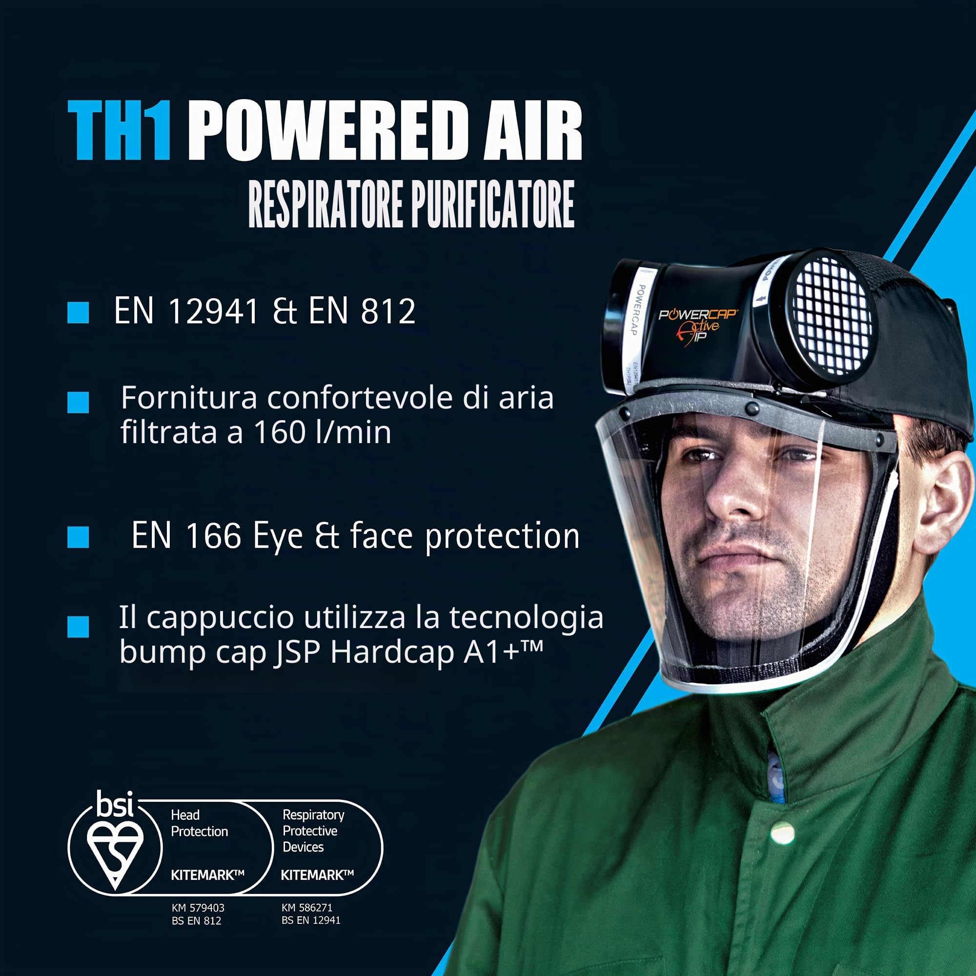 JSP PowerCap Active IP Respiratore Elettroventilato con Visiera Antiurto