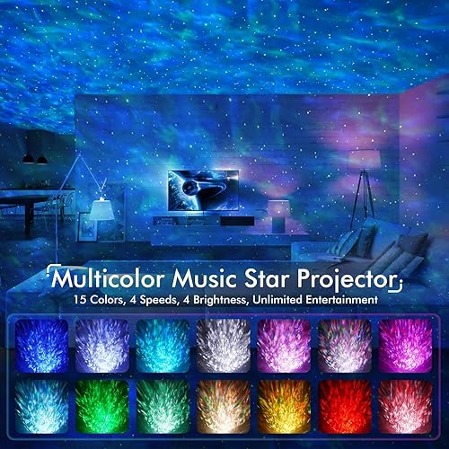 Miniatura 4 de Proyector de estrellas Space Dog, proyector Elec3 Galaxy para dormitorio, control remoto, altavoz Bluetooth y proyector de luz nocturna de ruido