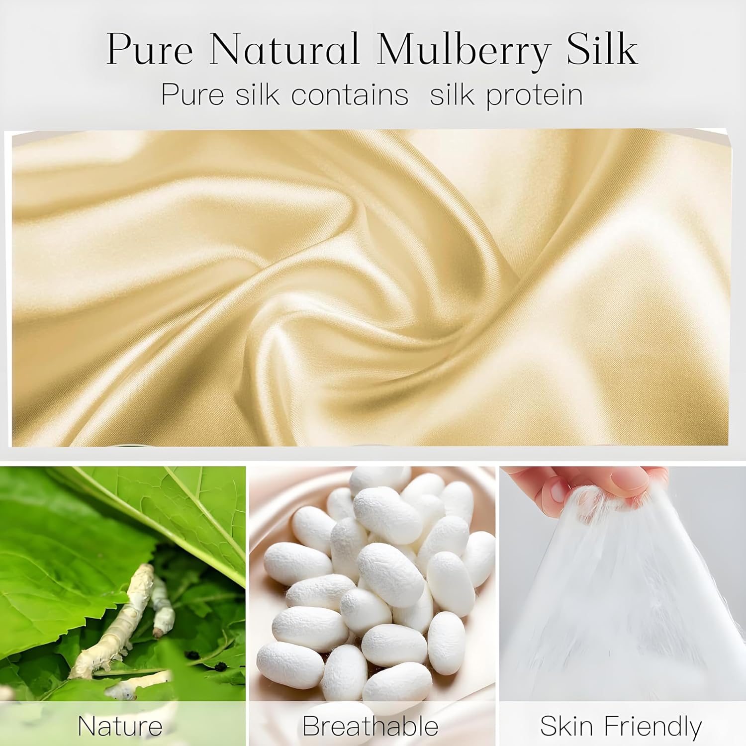 100% Pure Silk Eye Mask, 22 Momme Mulberry Sleep Mask for Men & Women, Large Size Blindfold, Face-Hugging Eye Masks for Sleeping, Travel & Yoga(Green)(Gold)