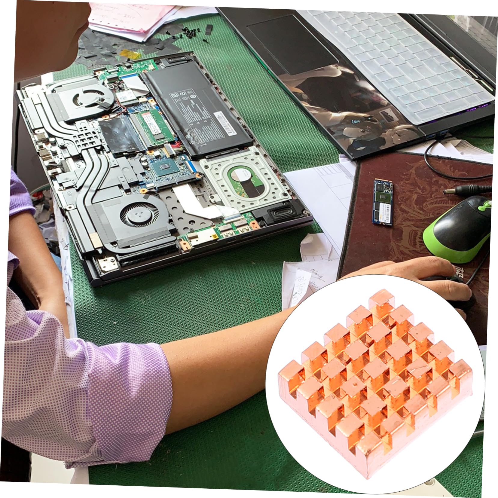 LAPYAPPE 8Pcs Copper Heat Sink Replacement for CPU Cooling Thermal Conductive Fin for Motherboards Graphics Cards and Chips Efficient Heat Dissipation