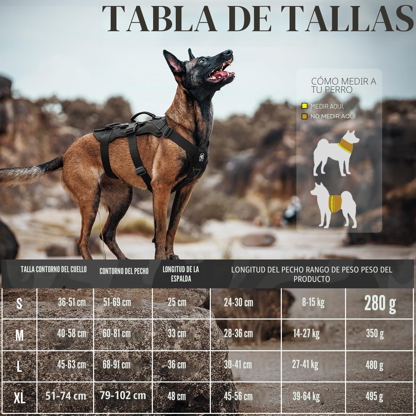 OneTigris Arnés para perros, T-Bone táctico con 2 asas, a prueba de fugas, arnés ajustable para perros, caza, senderismo, entrenamiento, paseo, actividades al aire libre (negro, XL)