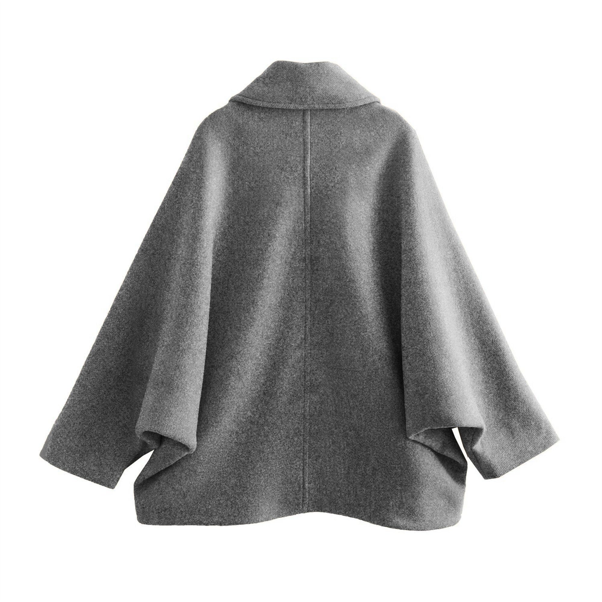 Cappotto da donna monopetto con risvolto sciolto Pulsante obliquo Solido Giacca Casual Inverno Classico Cappotto in Misto Lana Finta