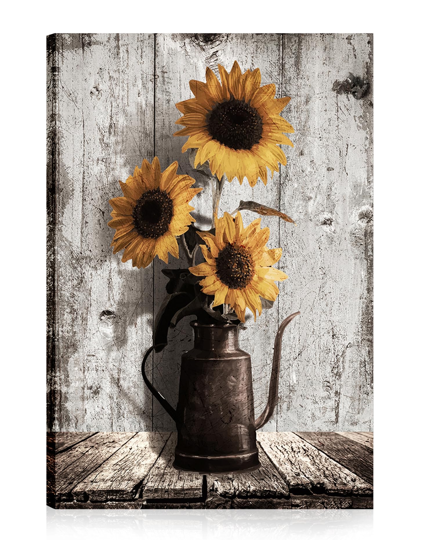 Sunflower Paintings Farmhouse Wall Art: Yellow Sunflowers Canvas Wall Art for Kitchen,Large Floral Pictures Vintage Art Prints Rustic Country Wall