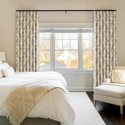 Miniatura 7 de Cortinas plisadas florales 100% opacas para dormitorio, 84 pulgadas, para sala de estar, comedor, mezcla de lino de lujo, cortinas de oscurecimiento