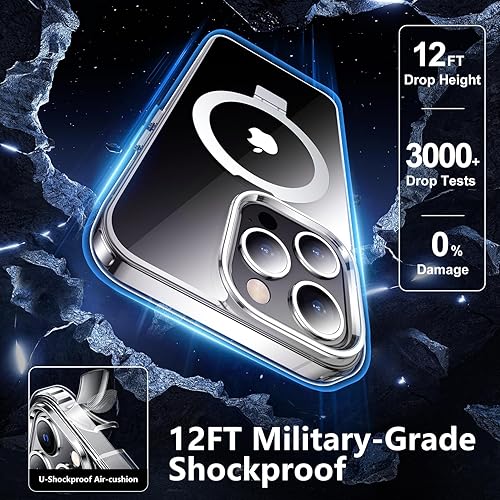 Miniatura 4 de Temdan Funda diseñada para iPhone 15 Pro Max, con soporte magnético invisible [nunca amarillento] [Compatible con MagSafe] [2 protectores de