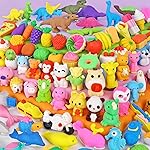 Moosia 90 Pack Animal Pencil Erasers for Kids, 3D Mini Puzzle Take Apart Erasers, Desk Pets & Treasure Box Toys, Bulk Party Favors, Classroom Prizes, School Supplies, Gift for Boys & Girls