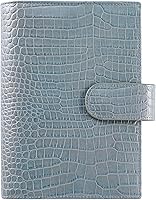 Vista 2 de Funda de planificador B6 con cremallera y gran bolsillo trasero, cuero con estampado de cocodrilo (Croc Steelblue)