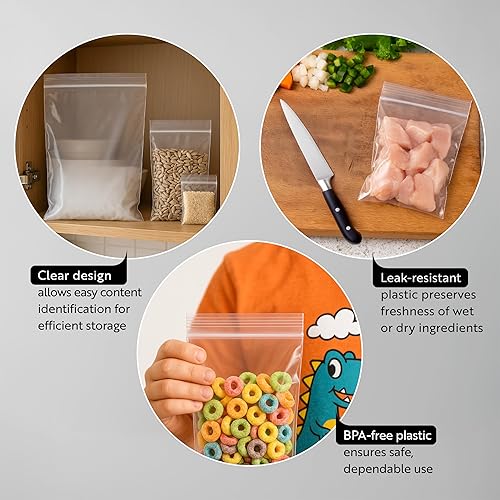 Miniatura 3 de Restaurantware Bag Tek - Bolsas resellables con cremallera de 10 x 8 pulgadas, 100 bolsas con cremallera de alta claridad, para aperitivos, nueces,