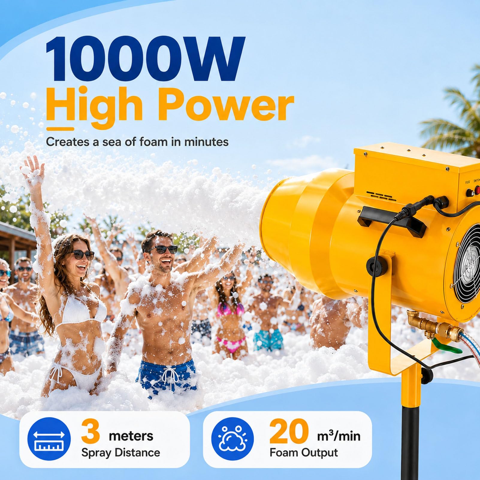 Macchina per Schiuma da 1000 W con Effetto Getto Yellow-220V