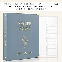 Vista 7 de Carpeta estética de recetas de 8.5 x 11 pulgadas con cubierta impermeable, el libro de recetas perfecto con fundas de plástico para escribir tus
