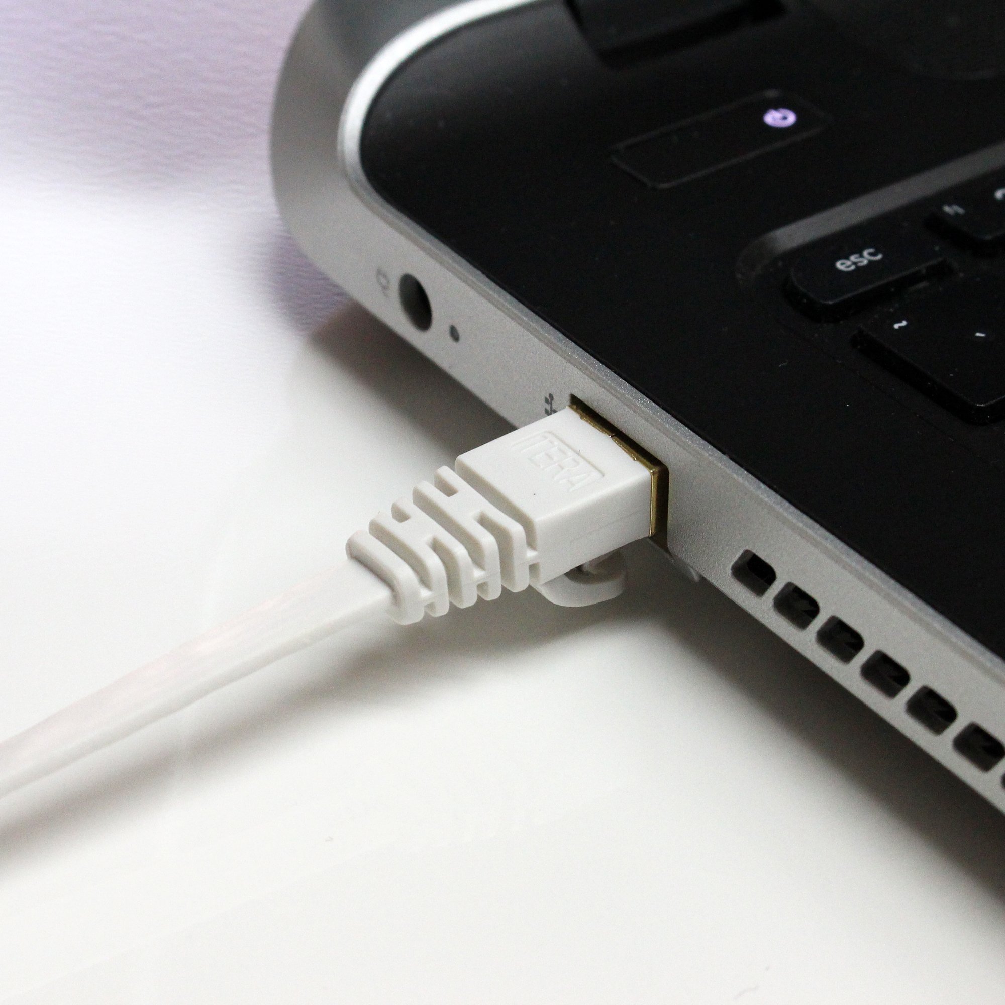 Tera Grand - Cavo patch ultra piatto CAT7 10 Gigabit Ethernet per modem router rete LAN Playstation Xbox - Costruito con connettori RJ45 placcati in oro e schermati, 2,5 m, bianco