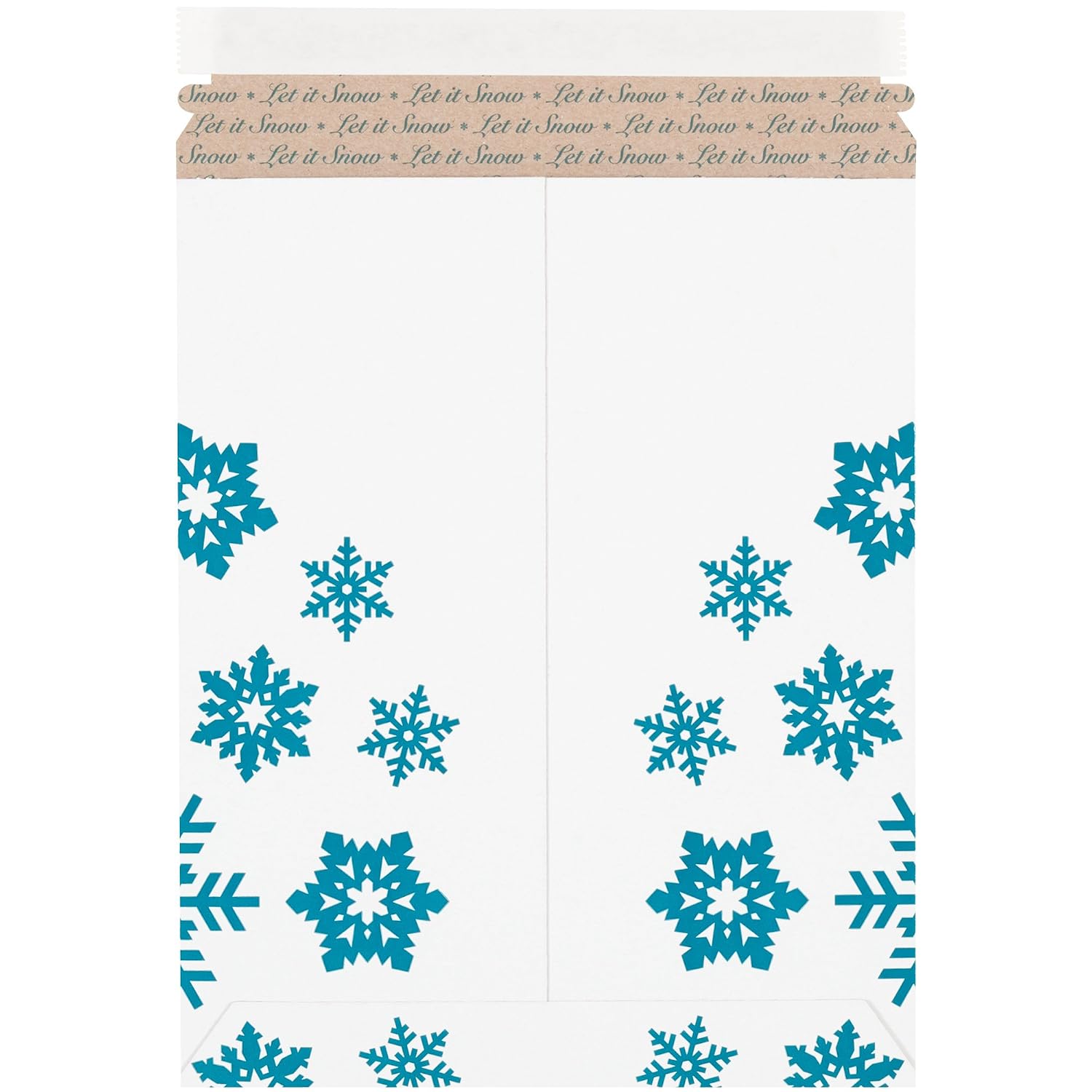 Partners Brand PRM5SNOW Self-Seal Snowflake Print Flat Mailers, 9 3/4" x 12 1/4" Christmas Shipping Envelopes for The Holidays, Blue (Pack of 25)