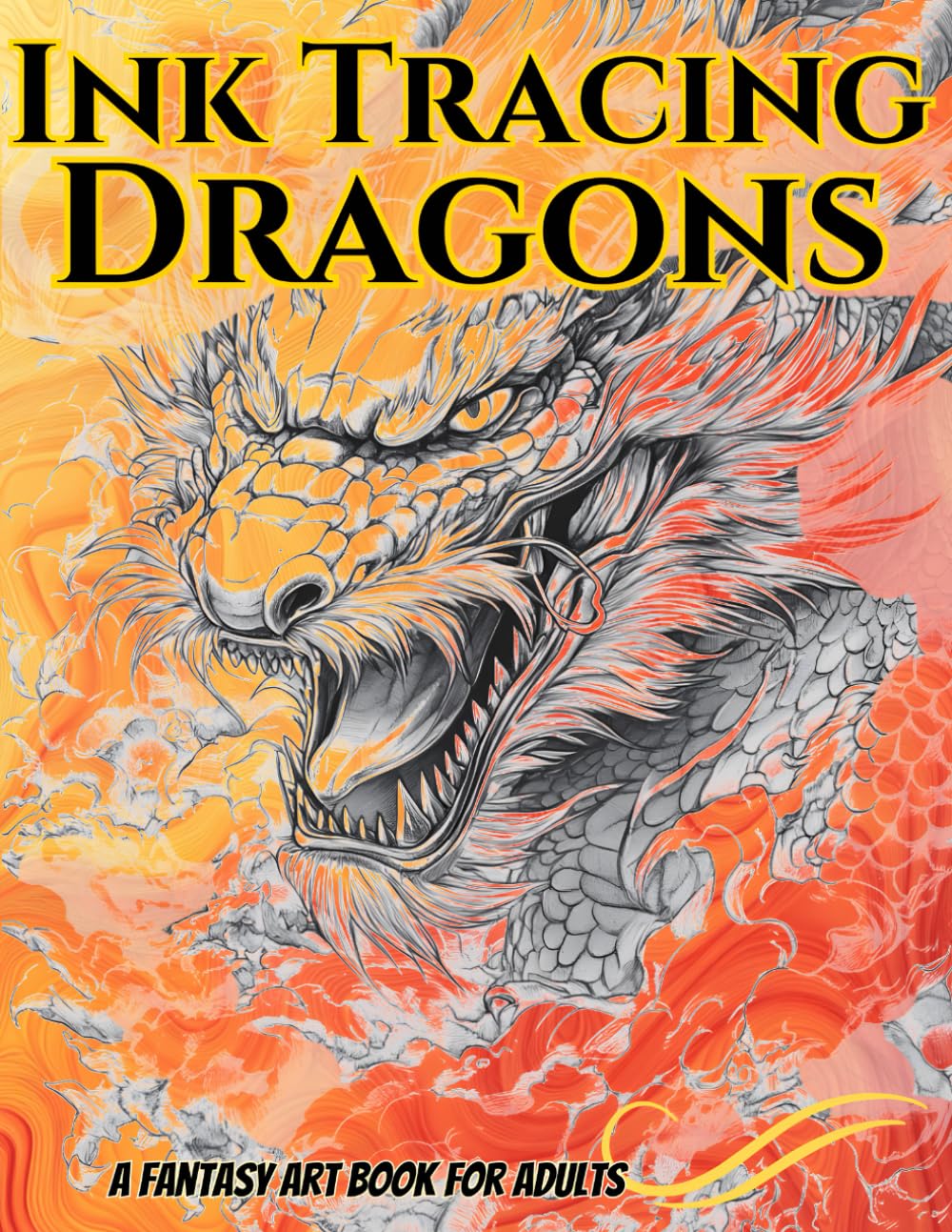 Ink Tracing Dragons: A Fantasy Art Book for Adults, A Mythical Ink Tracing Experience Featuring Legendary Dragons and Ancient Beasts with Light Gray ... Backgrounds for a Relaxing Creative Escape