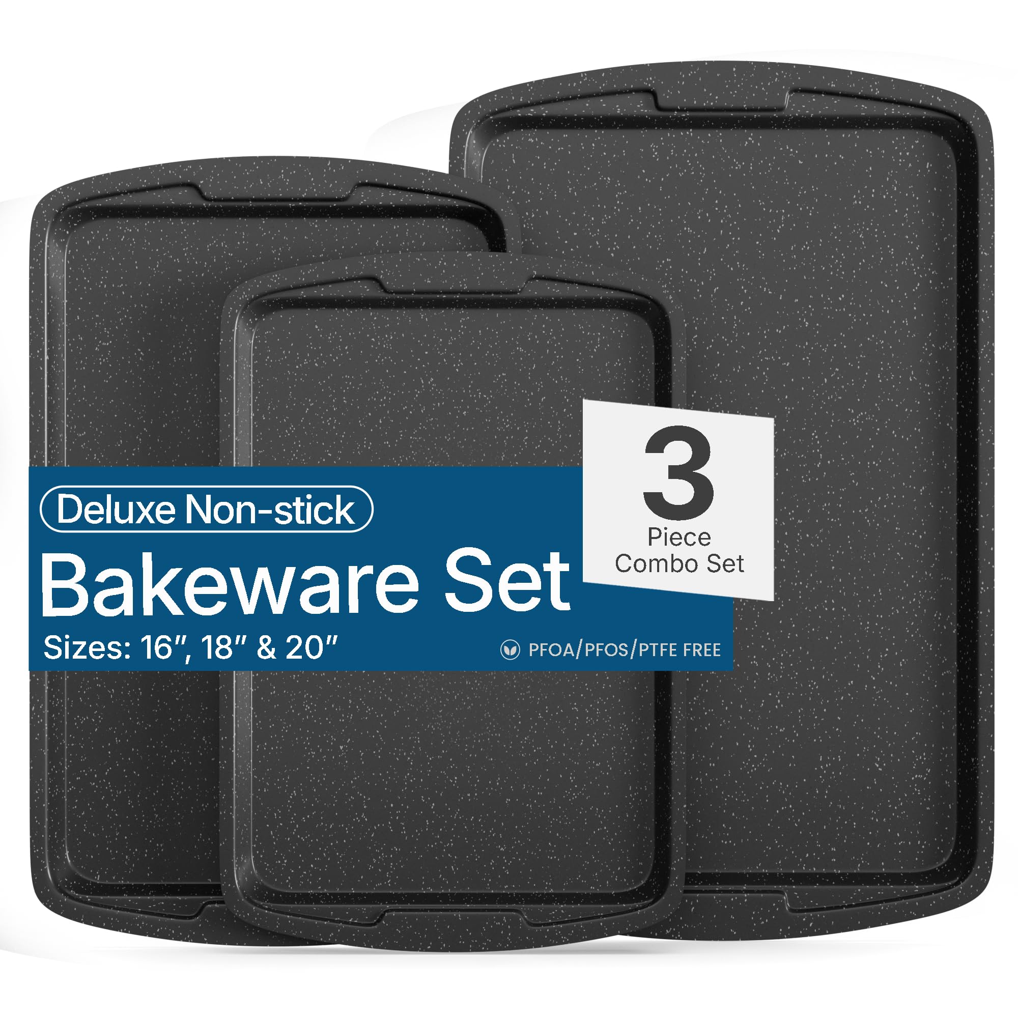 Bakken 3-częściowy zestaw szwajcarskich foremek do pieczenia ciasteczek – nieprzywierające formy do pieczenia z szarego marmuru Deluxe powłoka ceramiczna – nadaje się do mycia w zmywarce – do
