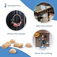 Vista 5 de Bolas de madera divididas de 3 pulgadas, paquete de 3 medias bolas de madera para manualidades y coronas de bricolaje, de Woodpeckers