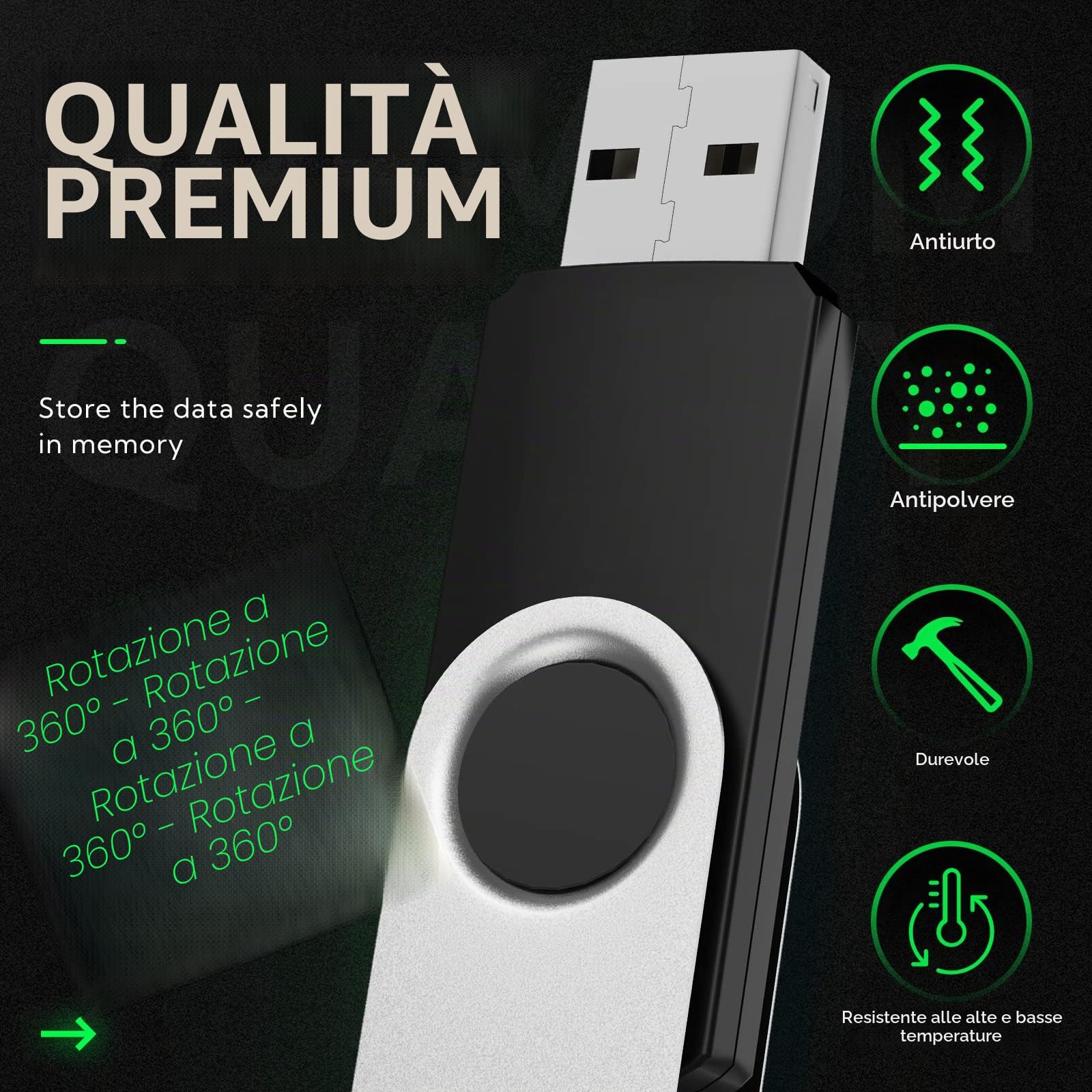 FEBNISCTE Chiavetta USB 16GB 10 Pezzi, Pennetta USB 2.0 Portatile, Pen Drives Girevole Pendrive 16 GB, Penna USB, Multicolorato Chiave USB Chiavette USB 2.0 16 Giga Pennina USB