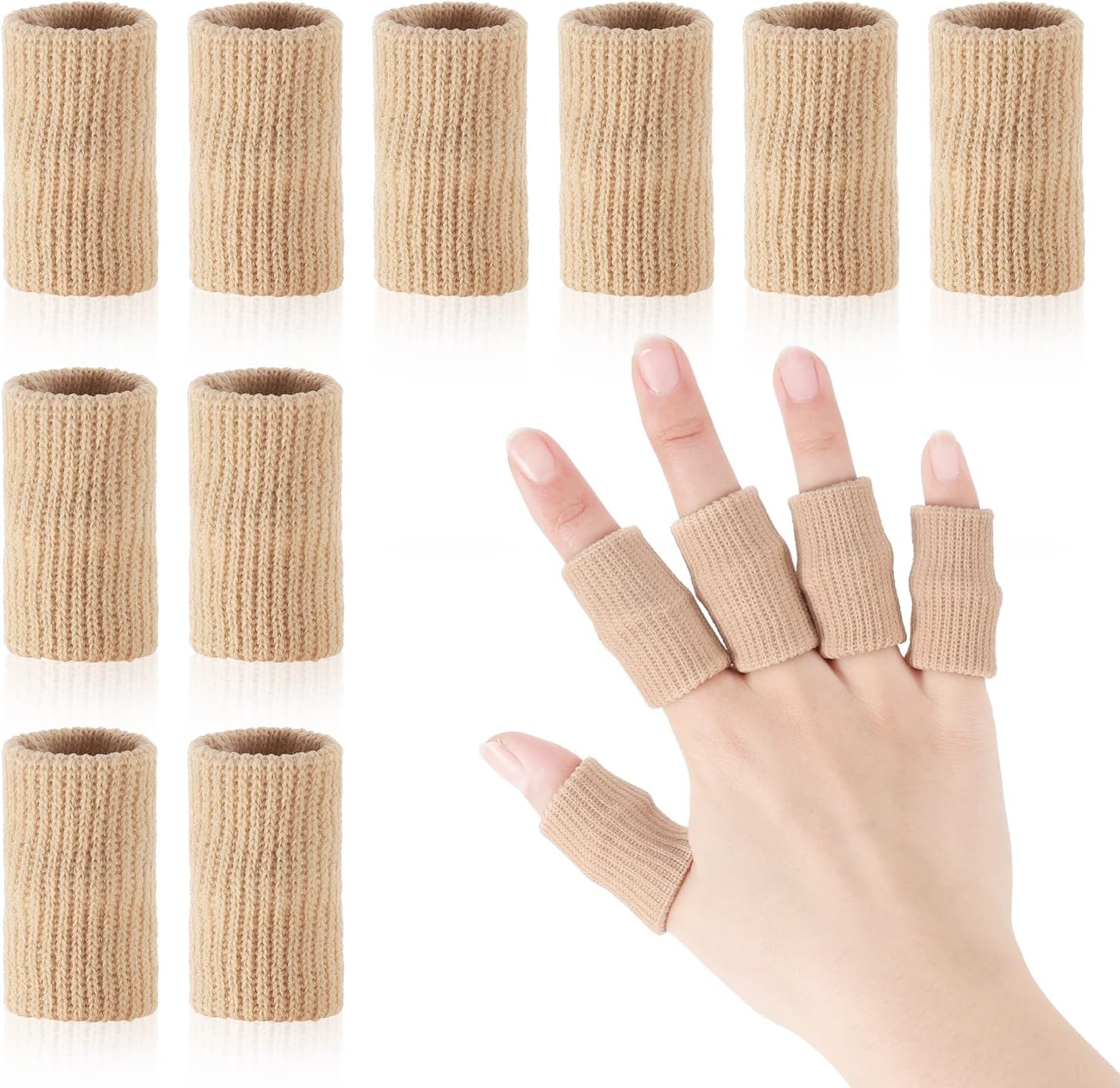 10 Pcs Finger Compression Sleeves Support,Breathable Finger Sleeve Protectors Thumb Brace Support for Finger Splint Compression Protector