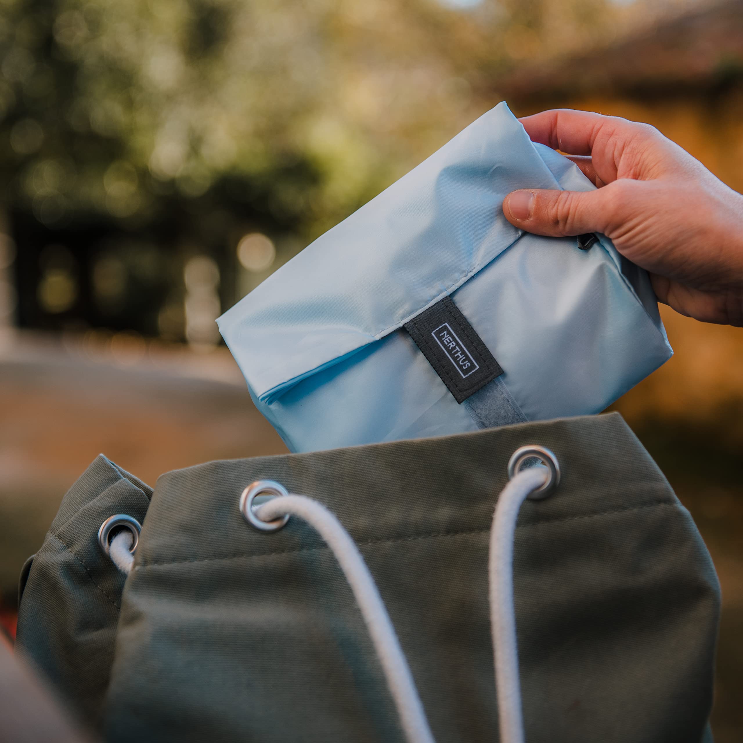 Borsa A Rete NERTHUS Riutilizzabile - Blu, Leggera E Pieghevole Per La Spesa - Foto 6